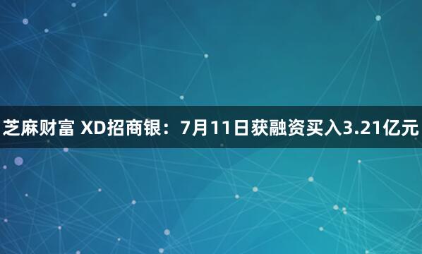 芝麻财富 XD招商银：7月11日获融资买入3.21亿元