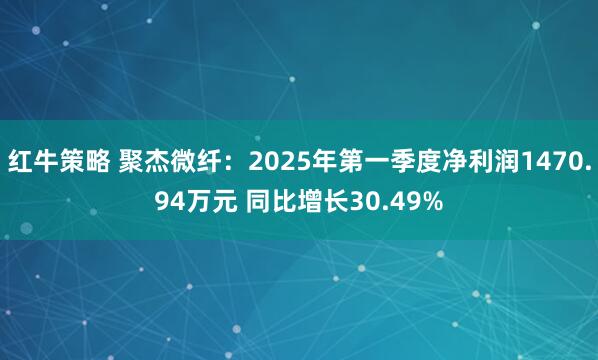 红牛策略 聚杰微纤：2025年第一季度净利润1470.94万元 同比增长30.49%