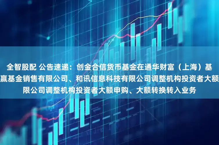 全智股配 公告速递：创金合信货币基金在通华财富（上海）基金销售有限公司、上海攀赢基金销售有限公司、和讯信息科技有限公司调整机构投资者大额申购、大额转换转入业务